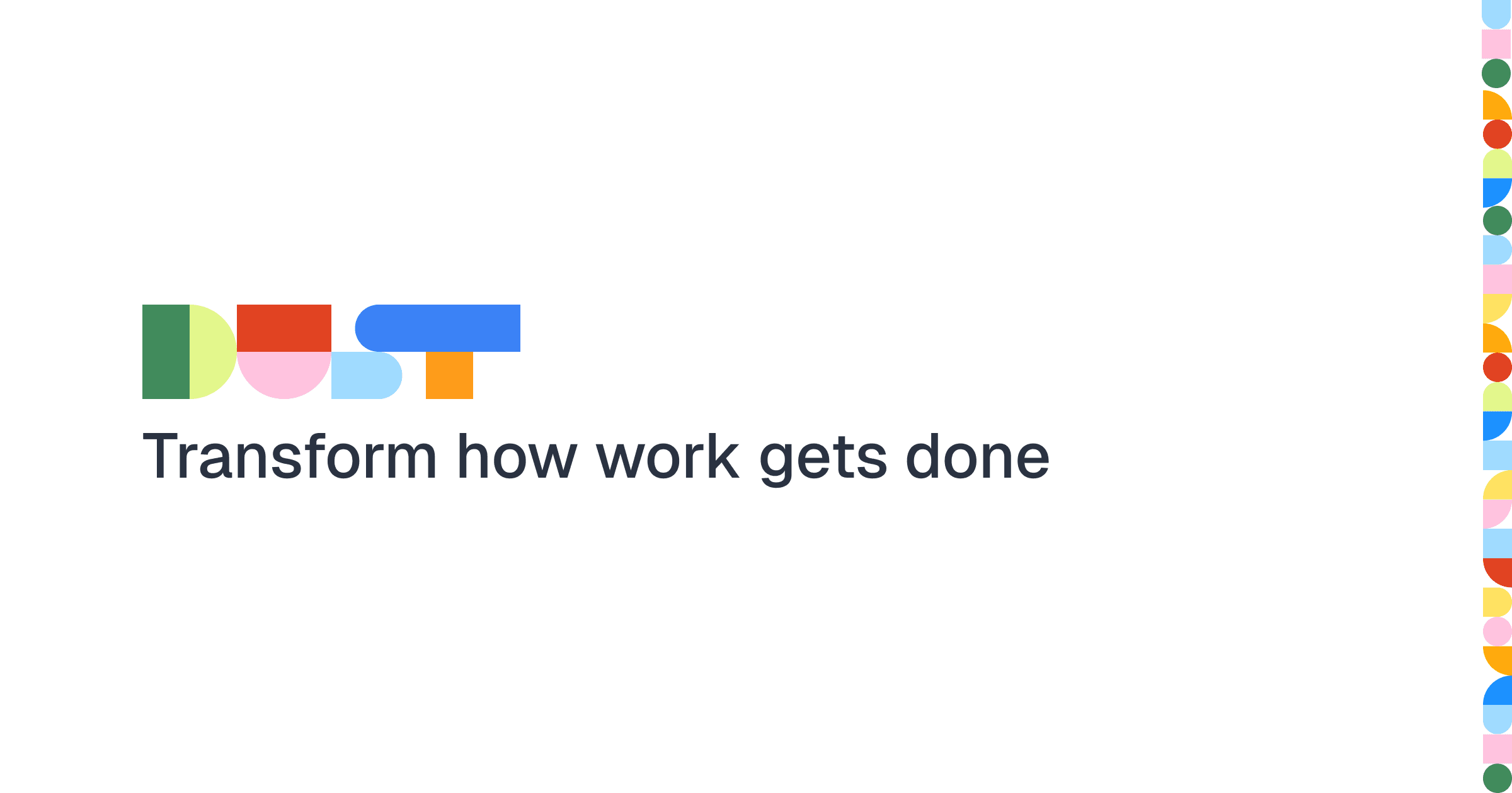 Dust landing page screenshot — AI agents for the workplace