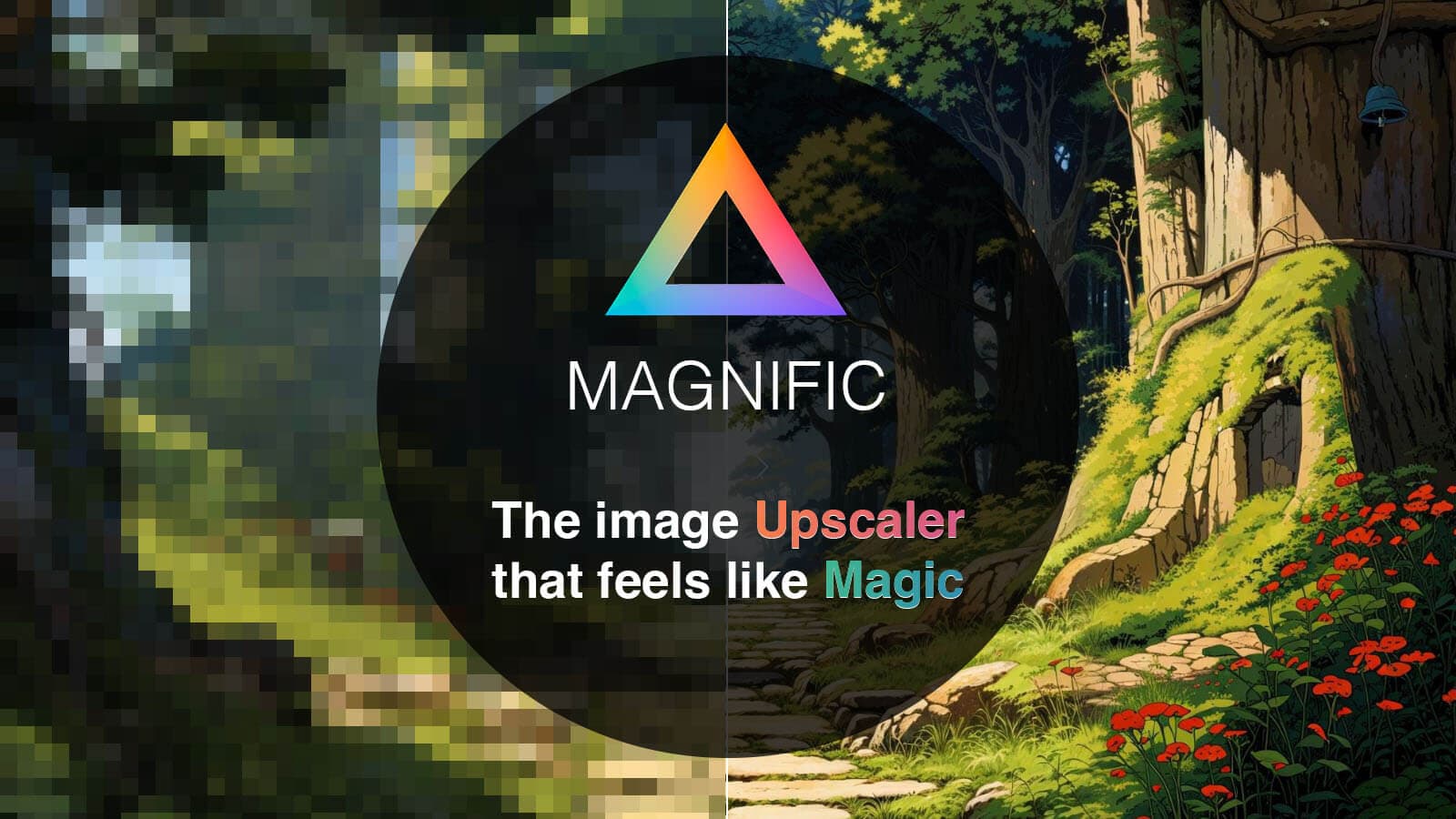 Magnific landing page screenshot — AI image upscaler & enhancer that adds detail